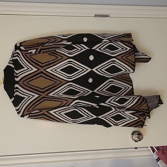 WEST 36TH Geometric Art Deco Draped Grandpa Cardigan Sweater Medium Large - Picture 5 of 9
